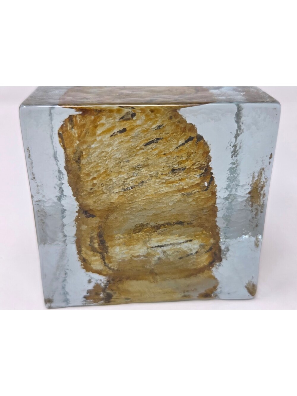 Von Maur Decorative Glass Paperweight Cube With Colored Glass Accent